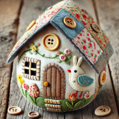 DIY-kit för påskäggshus i patchworkfilt